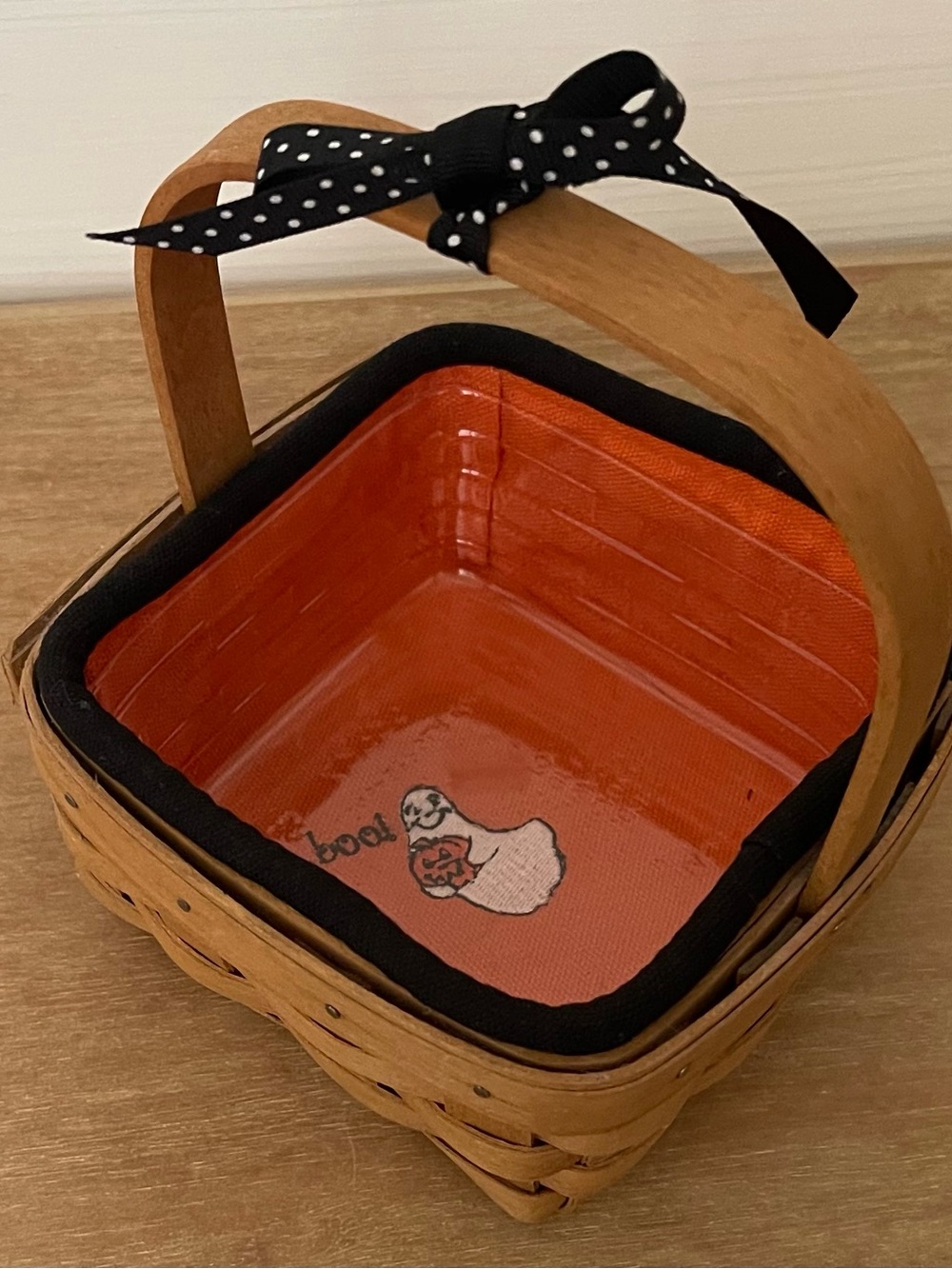 Longaberger 2002 Coaster Basket with Halloween Liner Set